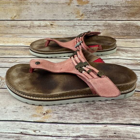 Taos Womens Salmon Bruschetta Pink Leather Stupendous Slip On Sandals 9 - Picture 3 of 7
